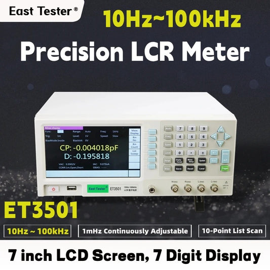 Benchtop Digital LCR Meter ET3503 Desktop High Precision Digital LCR Bridge +/-0.05% Accuracy, 10Hz~300KHz Measuring Range, 6 1/2 Digit Display
