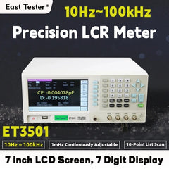 Medidor LCR digital de sobremesa ET3503, puente LCR digital de alta precisión con precisión de +/-0,05 %, rango de medición de 10 Hz a 300 KHz y pantalla de 6 1/2 dígitos. 