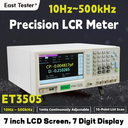 ET3505 Tester LCR Benchtop Digital Bridge 10Hz-500kHZ Desktop LCR Tester Meter Capacitance Resistance Impedance Inductance Measure for Electrical Testing
