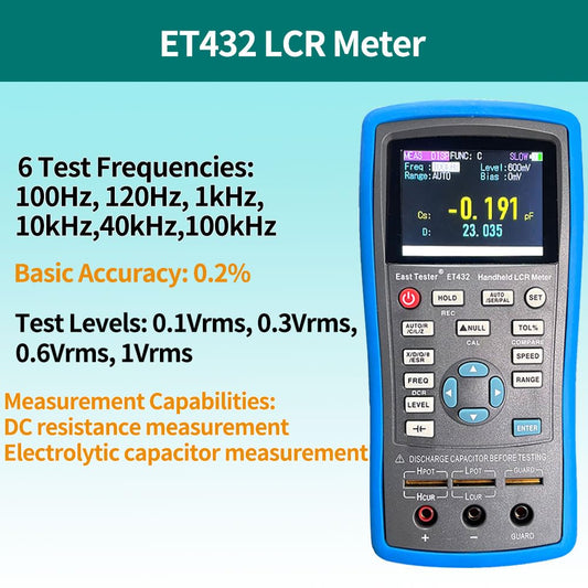ET432 Icr meter 100Hz-100KHz Ultra-High Accuracy 2.8 Inch Display Digital Multimeter Aerospace Production Handheld Meter