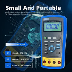 Handheld calibration instrument ETX-2010 Simulate thermocouple and thermistor output  Automatic recognition of wiring methods