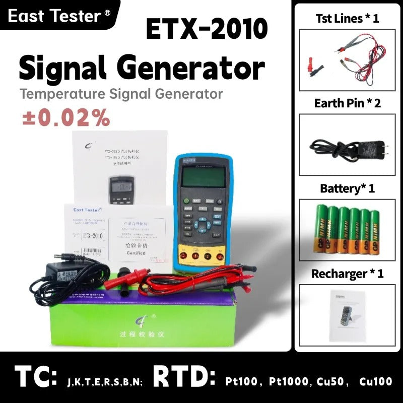 Handheld calibration instrument ETX-2010 Simulate thermocouple and thermistor output  Automatic recognition of wiring methods