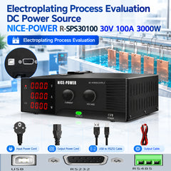 Electroplating Process Evaluation DC Power Source NICE-POWER R-SPS30100 30V 100A 3000W