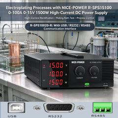 Electroplating Processes with NICE-POWER R-SPS15100 0-100A 0-15V 1500W High-Current DC Power Supply