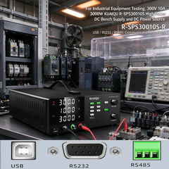 For Industrial Equipment Testing, 300V 10A 3000W KUAIQU R-SPS30010S High Power DC Bench Supply and DC Power Source