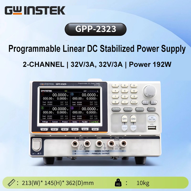 Fuente de alimentación lineal programable GWinstek GPP-2323, fuente de alimentación CC estabilizada de alta precisión, 2 canales, 32 V/3 A, 192 W 