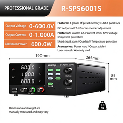 600V 1A 600W Programmable High Voltage DC Power Supply R-SPS6001S PFC Power Supply for AC-DC Converter Development