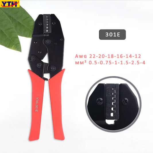 YTH-301E Ratchet Crimping Pliers, AWG 22-12, for YO Insulated Terminals, 55mm Jaw Opening