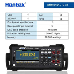Hantek HDM3055 5 1/2 Benchtop Digital Multimeter current range 10A 1 μ V high resolution Digit Multipurpose Multimeter USB 232 485 PC