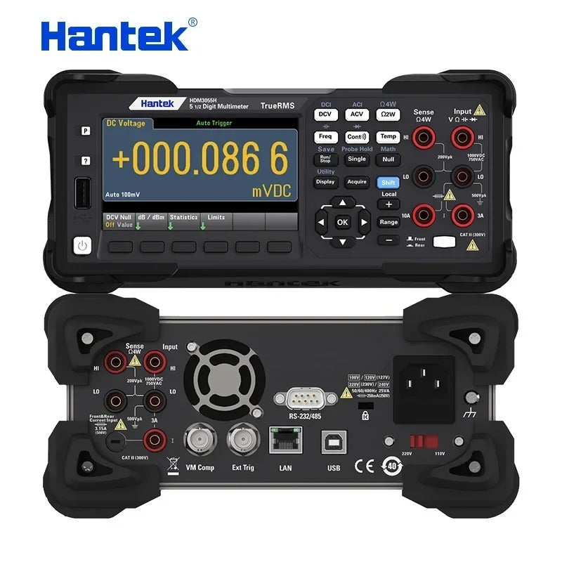 hantek HDM3055 5 1/2 digital multimeter current range 10A 1 μ V high resolution; 30 kS/s high-speed acquisition USB/232/485 PC