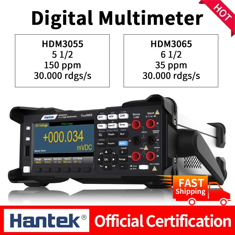 Hantek HDM3065 Digital Multimeter  6 1/2 Digital Multimeter/35ppm/Statistical graphics/mathematical operation/PC USB