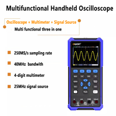 Handheld Oscilloscope Multifunctional 40MHz Bandwidth 1 channel 2 channel signal source 4½-digit true RMS USB Type-C