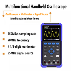 Handheld Digital Oscilloscope 70MHz Bandwidth 4 1/2-digit true RMS 1 channel 2 channel 25MHz Signal Source 3.5-inch LCD Display