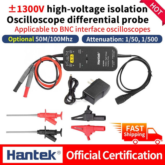 Hantek HT8100 oscilloscope high voltage probe 50X/500X Attenuation Rate differential probe  test probe