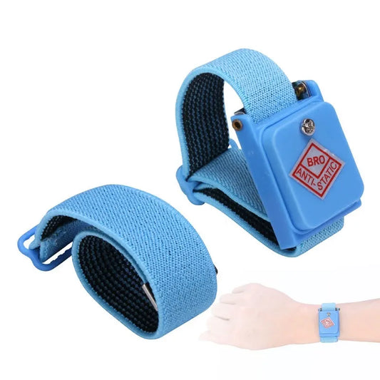 1PCS L Carbon Fiber ESD Gloves + 2PCS Cordless Anti-Static Wrist Straps, Light Blue, for ESD Cleanroom & Electronics