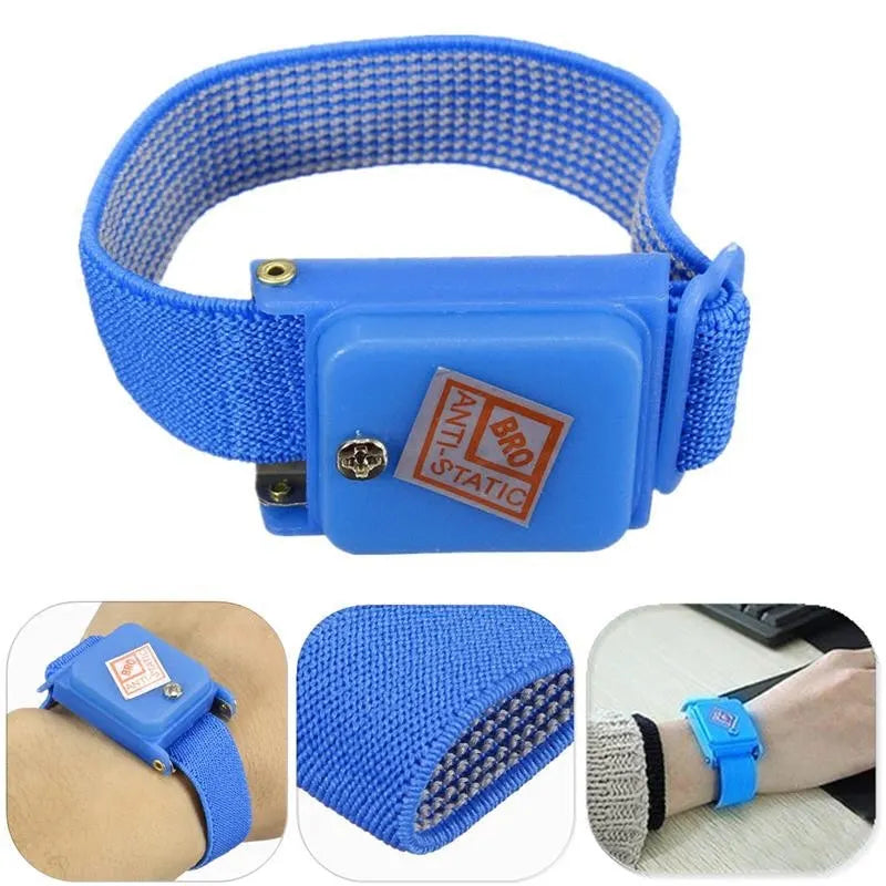 2PCS Cordless + 1PCS Corded Anti-Static Wrist Straps, Light Blue, 150-200Ω/1MΩ for ESD Cleanroom & Electronics