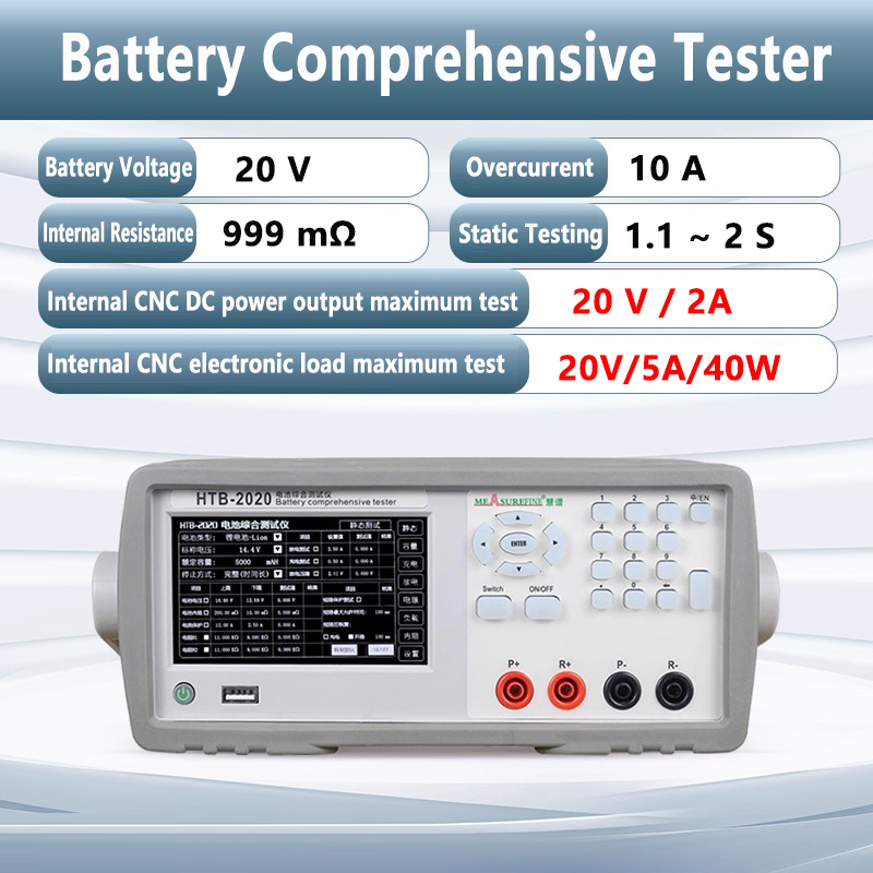 Probador integral de baterías 20V/2A 60V/5A 999mΩ instrumento de medición estática de la resistencia interna de la batería 