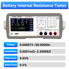 Probador de resistencia interna de baterías 30V 60V 3.3KΩ Prueba de cuatro terminales Precisión de voltaje 0.05% Precisión de resistencia 0.5% USB RS232 RS485 