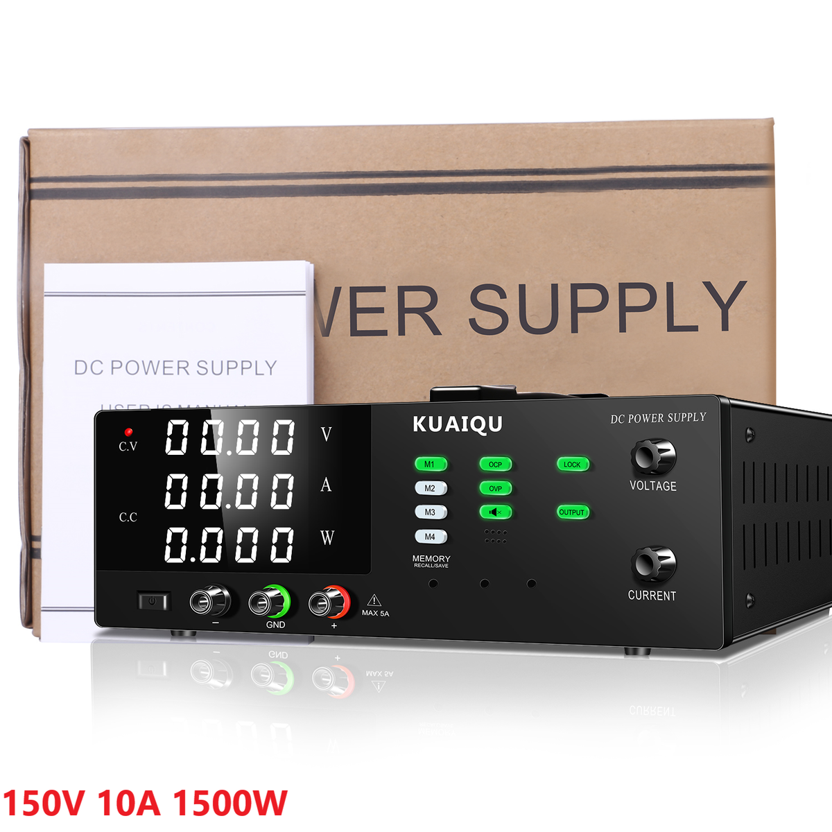 KUAIQU SPS15010S 150V 10A 1500W Adjustable DC Power Supply for Battery & Automotive Electronics