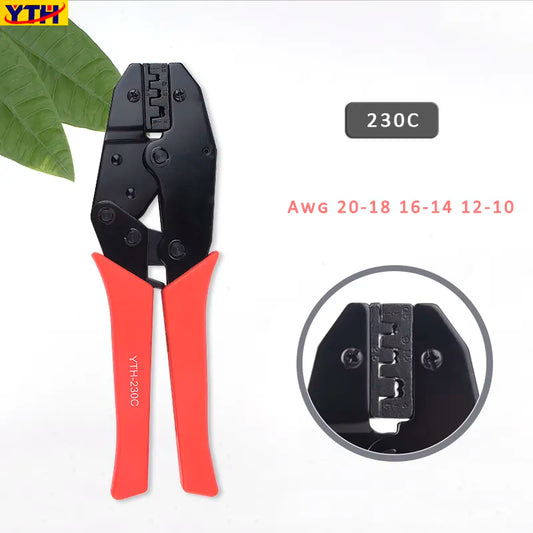 YTH-230C Universal Plug Wire Crimping Pliers - AWG10-20, Manual Crimping Tool for Electrical Wire and Pipe Crimping