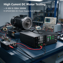 High Current DC Motor Testing — 0-30V 0-100A 3000W R-SPS30100S DC Power Supply from KUAIQU