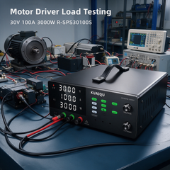 High Current DC Motor Testing — 0-30V 0-100A 3000W R-SPS30100S DC Power Supply from KUAIQU
