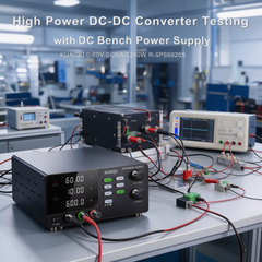 High Power DC-DC Converter Testing with DC Bench Power Supply KUAIQU 0-60V 0-20A 1200W R-SPS6020S