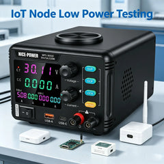 MPS-305QC Adjustable Bench DC Power Supply 0-30V 5A, High Precision Micro Current Readout for IoT Wireless Sensor Node Low Power & Sleep Current Testing
