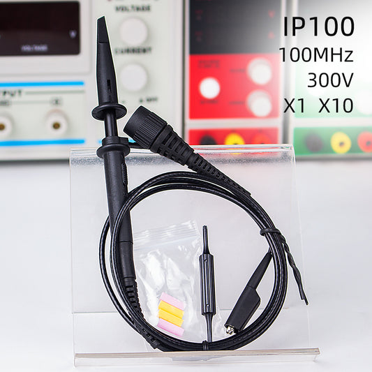 IP100 Upgraded Oscilloscope Clip Probes 100MHz Fully Insulated BNC End Probe with Accessories 1X 10X High-Impedance Passive Oscilloscope Probe