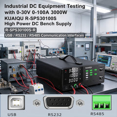 Industrial DC Equipment Testing with 0-30V 0-100A 3000W KUAIQU R-SPS30100S High Power DC Bench Supply