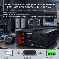 Industrial Electronics Development with NICE-POWER R-SPS10020 0-20A 0-100V Regulated DC Supply