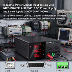 Industrial Power Module Input Testing with NICE-POWER R-SPS10010 DC Power Supply and Bench Supply 0-100V 0-10A 1000W