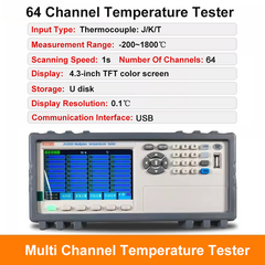 Testeur de température 56 64 canaux Enregistreur de données de température Stockage sur disque U Balayage 1 s Thermocouple numérique Température 
