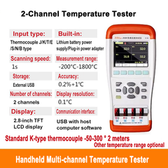 Testeur de température portable 2 canaux 4 canaux 8 canaux détecteur de température multicanal écran LCD numérique 