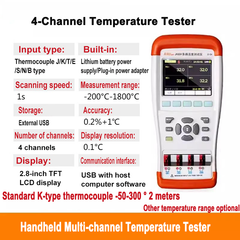 Testeur de température portable 2 canaux 4 canaux 8 canaux détecteur de température multicanal écran LCD numérique 