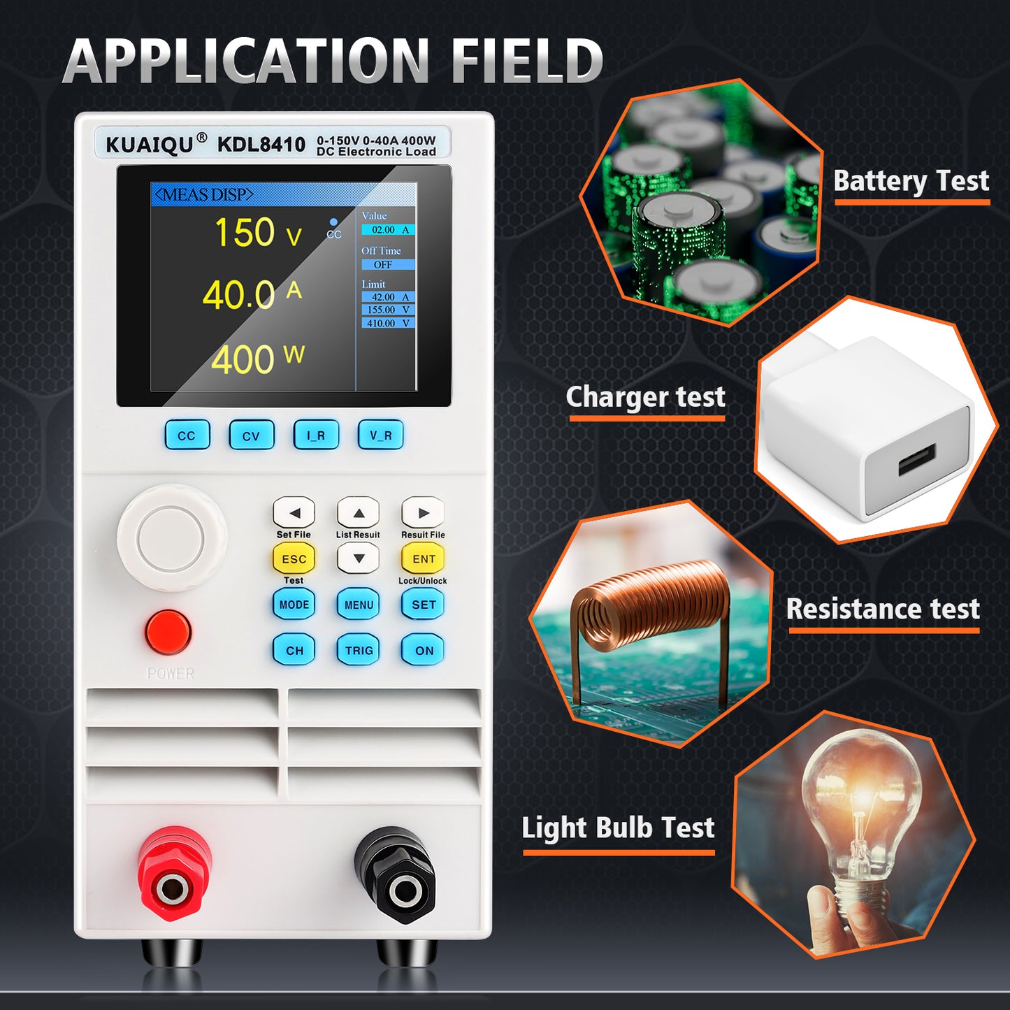 KUAIQU KDL8410 400W 150V 40A Battery Tester Single-Channel Programmable DC Electronic Load detector Battery Capacity Tester