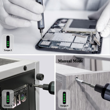 KUAIQU KDS6801 68 in 1 Mini Electric Screwdriver Set, 5 Torque Settings, Magnetic Bits for PC/iPhone/Watch Repair