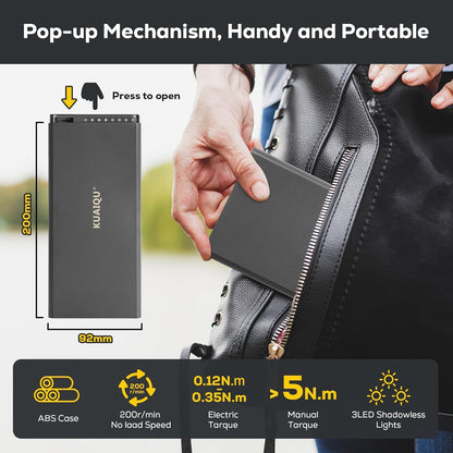 KUAIQU KDS6801 68 in 1 Mini Electric Screwdriver Set, 5 Torque Settings, Magnetic Bits for PC/iPhone/Watch Repair
