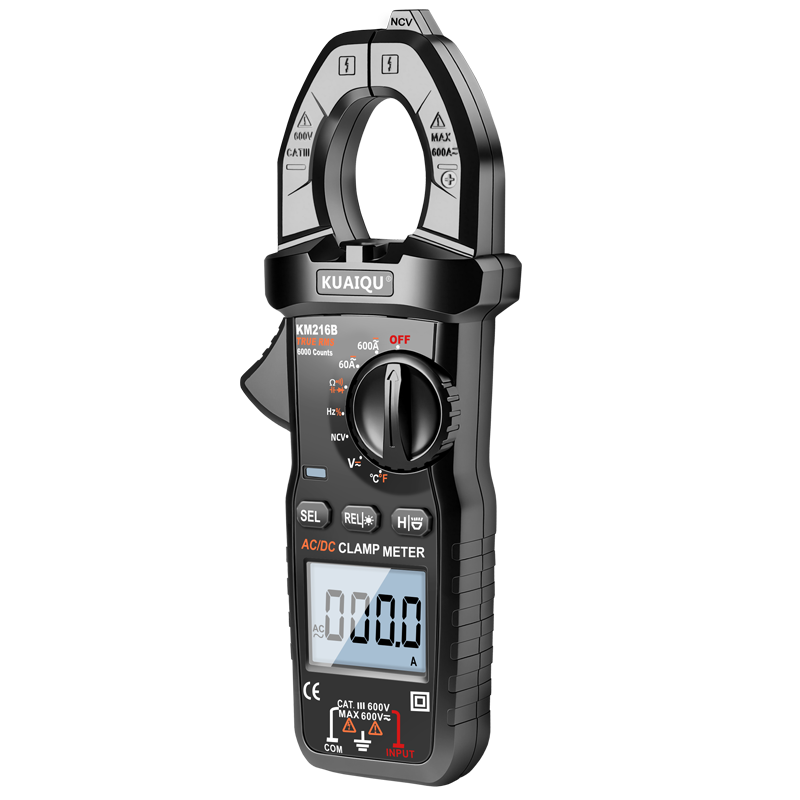 KUAIQU KM216A KM216B True-RMS Clamp Meter  600V 600A measurement range AC / DC Current Frequency Clamp type Multimeter