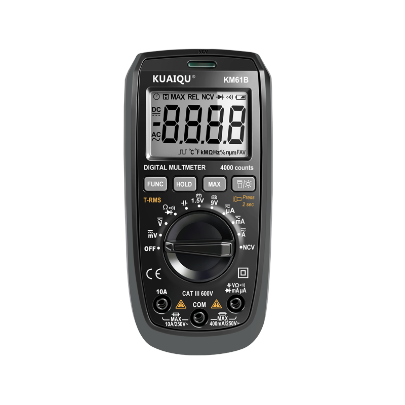Multímetro KUAIQU KM61B KM61C 600V 10A 40MΩ / 60MΩ Retención de datos True-RMS Rango de temperatura de medición máximo/mínimo -20°C~1000°C