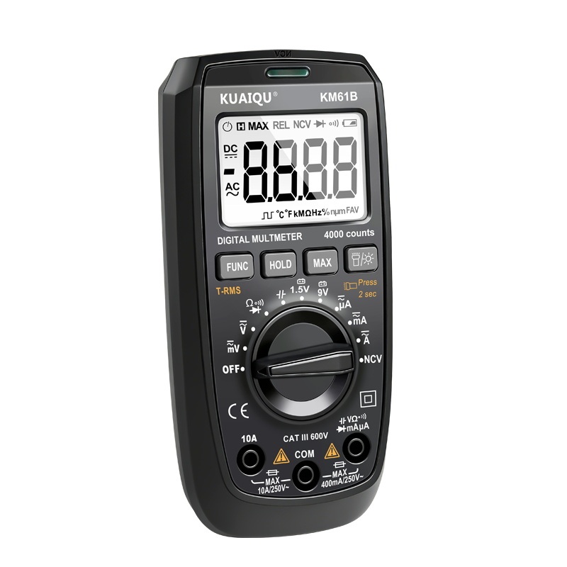 Multímetro KUAIQU KM61B KM61C 600V 10A 40MΩ / 60MΩ Retención de datos True-RMS Rango de temperatura de medición máximo/mínimo -20°C~1000°C