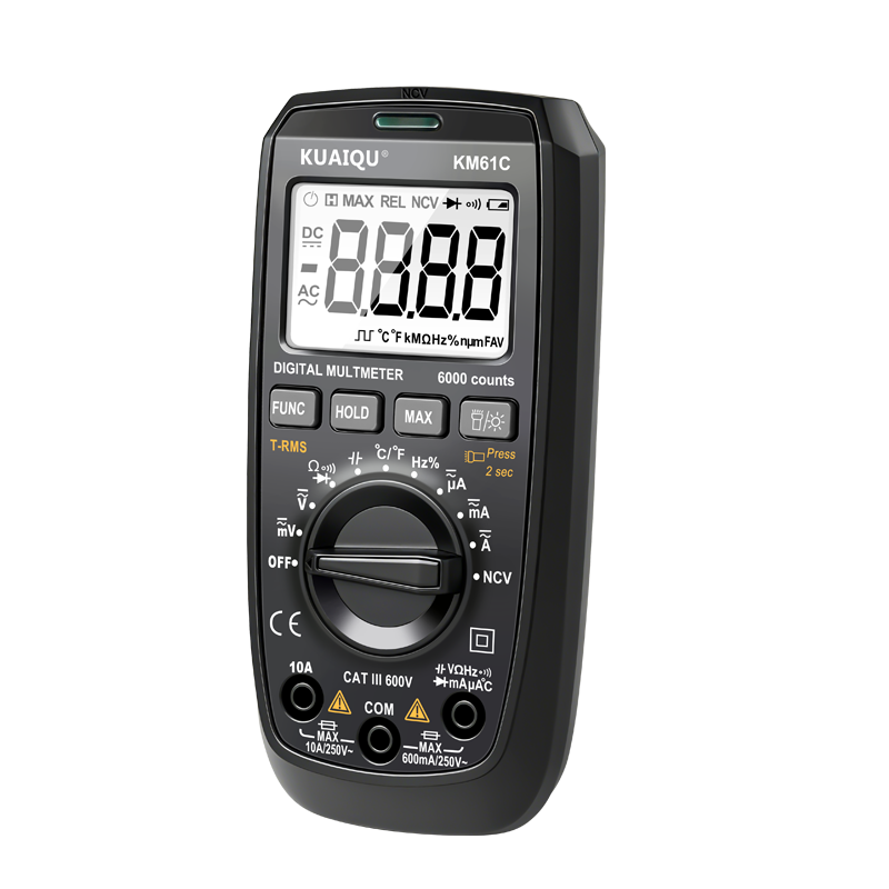 Multímetro KUAIQU KM61B KM61C 600V 10A 40MΩ / 60MΩ Retención de datos True-RMS Rango de temperatura de medición máximo/mínimo -20°C~1000°C