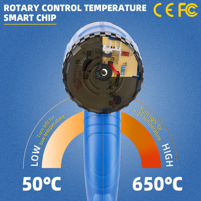KQ8623S 122'F-1202°F(50~650℃) Temperature regulating heat gun, car Screen Protector baking gun, industrial grade handheld high-power heat shrink film blower, drying gun