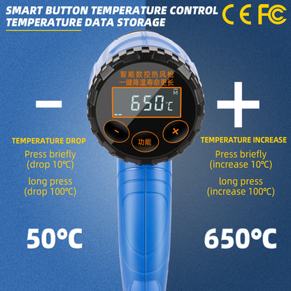 KQ8672S Heat Gun for Vinyl Wrap,Shrink Tubing,Paint,EpoxyResin,Candle Making,122~1202°FAdjustableTemperature,Temp Display