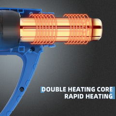 Pistola de calor KQ8672S para envoltura de vinilo, tubos termorretráctiles, pintura, resina epoxi y fabricación de velas. Temperatura ajustable de 122 a 1202 °F. Visualización de temperatura. 