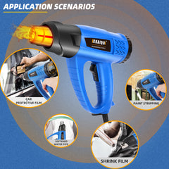 Pistola de calor KQ8672S para envoltura de vinilo, tubos termorretráctiles, pintura, resina epoxi y fabricación de velas. Temperatura ajustable de 122 a 1202 °F. Visualización de temperatura. 