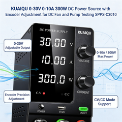 KUAIQU 0-30V 0-10A 300W DC Power Source with Encoder Adjustment for DC Fan and Pump Testing SPPS-C3010