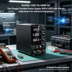 KUAIQU 120V 3A 360W DC Test Supply Variable Power Supply SPS-C1203 with 4-Knob Adjustment for Industrial Equipment