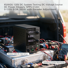 KUAIQU 120V DC System Testing DC Voltage Source DC Power Supply SPPS-C1203 0-120V 0-3A 360W with Encoder Adjustment