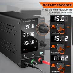 KUAIQU Electroplating Testing DC Test Supply SPPS-C1203 0-120V 0-3A 360W with Encoder Adjustment
